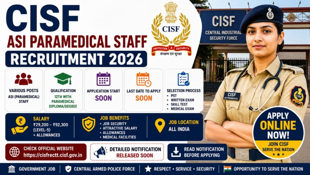 CISF ASI Paramedical Staff Recruitment 2026
